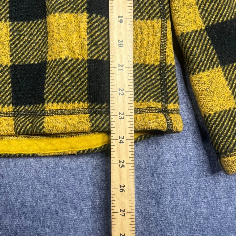The North Face Mens Yellow Black Buffalo Plaid Quarter Zip Fleece Pullover M